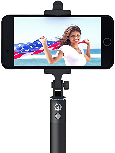 Premium 5-In-1 Bluetooth Selfie Stick (Powered by USA Technology) For iPhone X, 8, 7, 6, 5, Samsung Galaxy S9, S8, S7, S6, S5 - Get Perfect Selfies - No Apps, No Batteries, No Downloads Required