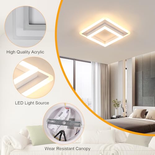 DELIPOP Ceiling light LED Moderna 30W 3600LM, 3000K Ceiling light White | Square Ceiling Chandelier for Bedroom Living Room Hallway
