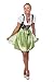 Bavarian Women's Dirndl dress 3-pieces with apron and blouse green pink