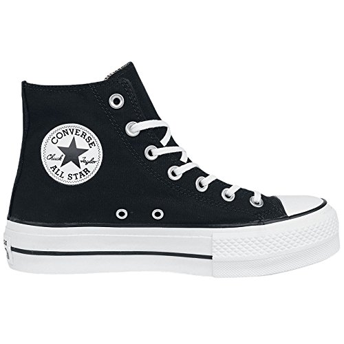 Converse Womens Chuck Taylor All Star Lift Hi Black White Canvas Trainers 37 EU