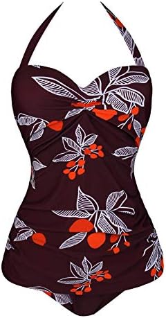 UniSweet Women Retro One Piece Halter Pin Up Monokini Swimsuits (Womens Size)