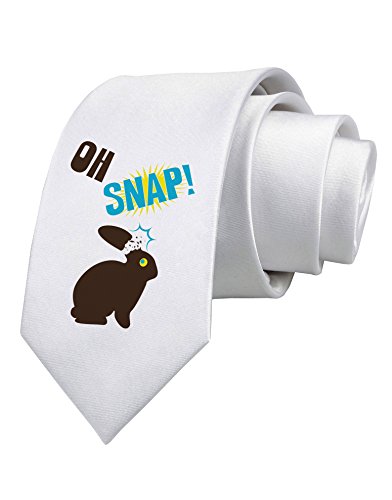 TooLoud Oh Snap Chocolate Easter Bunny Printed White Neck Tie
