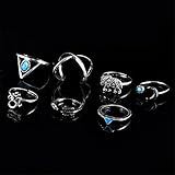 Ownsig 7Pcs Vintage Steampunk Cross Moon Anillos Midi Finger Knuckle Rings Set Silver