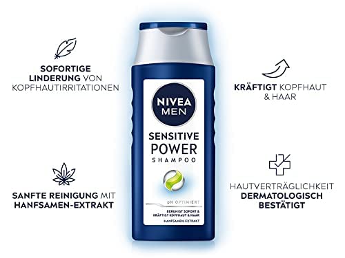 NIVEA MEN Sensitive Power Shampoo, beruhigendes Männer Shampoo mit Hanfsamen-Extrakt für die tägliche Anwendung, Haarshampoo für juckende und irritierte Kopfhaut (250 ml) 2