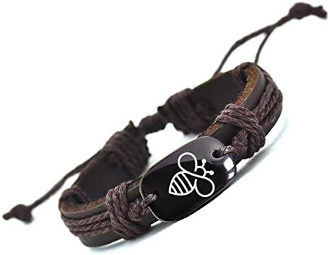 Leather Bracelet with Bee Charm - Fully Adjustable Fashon Accessory
