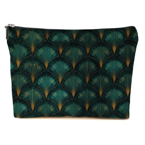 Blue Leaves Peacock Makeup Bag