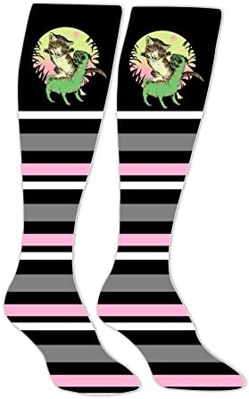 Yu2Ye Fashion High Long Stockings with K-Rex &amp; Pugosaurus Printing Design