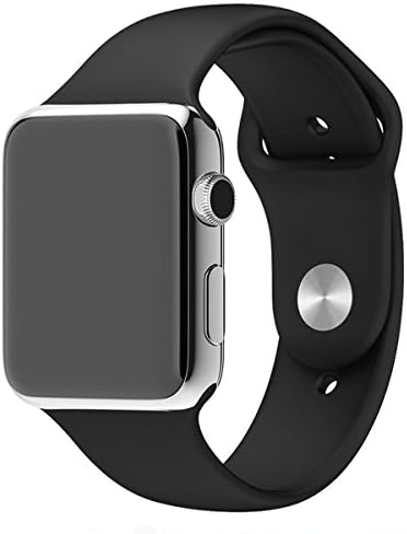 Teendart Apple Watch Band Soft Silicone Sport Style Replacement Strap, Series 1 Series 2 38/42mm Size (Black 38mm)