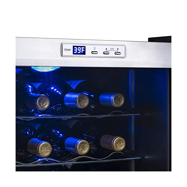 NewAir-Wine-Cooler-and-Refrigerator-27-Bottle-Freestanding-Wine-Chiller-Fridge-Stainless-steel-with-Glass-Door-AWC-270E