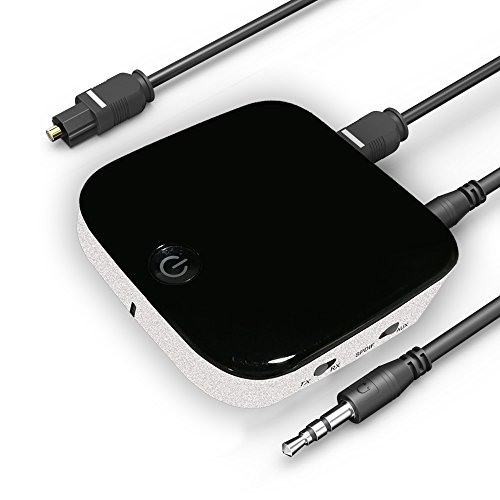 Bluetooth 4.1 Transmitter + Receiver, Digital Optical TOSLINK and 3.5mm Wireless Audio Adapter for TV Home and Car Stereo System, can pair with two headphones / speakers at once | BTI-029