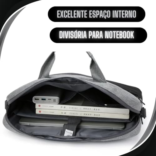 Capa Bolsa Maleta Notebook Com Alça De Ombro Alça De Mão Reforçada Impermeável Divisórias Case Note Bag Estojo Pasta Organizadora Notebook 16 Polegadas 2 Bolsos Externo Faculdade Escola Trabalho