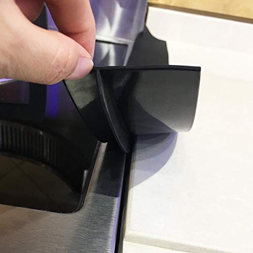 AIFUDA Set of 4 Kitchen Silicone Stove Counter Gap Cover, Long & Wide Gap Filler, Seals Spills Guard for Stovetop, Oven, Washer & Dryer, Heat-Resistant and Easy Clean (Black, white)