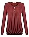 Jazzco Womens Long Sleeve Scoop Neck Pleats Blouse Shirts
