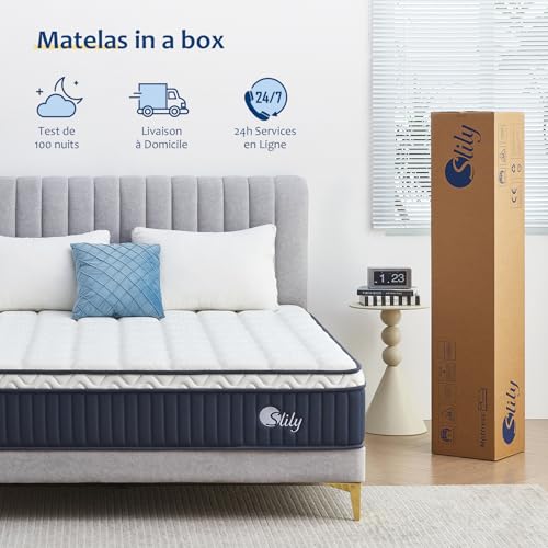 slily Oeko-tex Mattress 120 x 200 x 30 cm Thick Mattress with Independent Sprung Springs and Gel Memory Foam, H3 H4 Firm Breathable 7 Zones Comfort for Adults