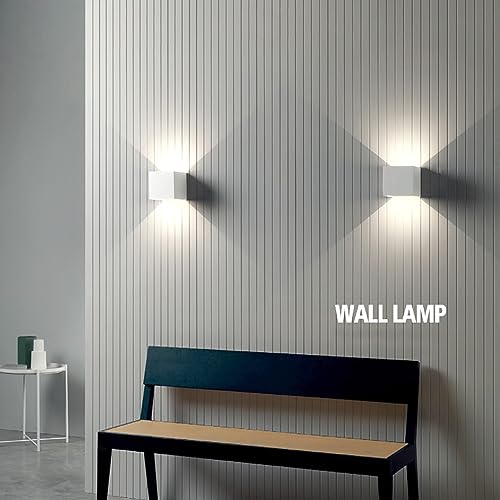 FUPE 4 Pieces Wall Light Outdoor/Indoor LED Cube Modern Wall Lamp White 20 W 4000 K Natural Light IP65 Waterproof Outdoor Wall Light Square Beam Angle Adjustable