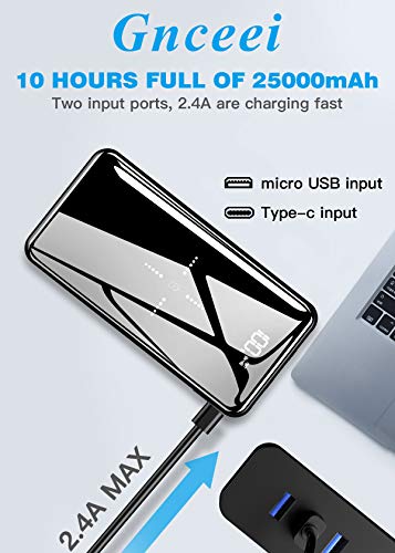 Portable Charger Wireless Power Bank 25000mAh - High Capacity with LCD Digital Display,3 USB Output & Dual Input External Battery Pack Compatible Smart Phones,Android Phones,Tablet and More