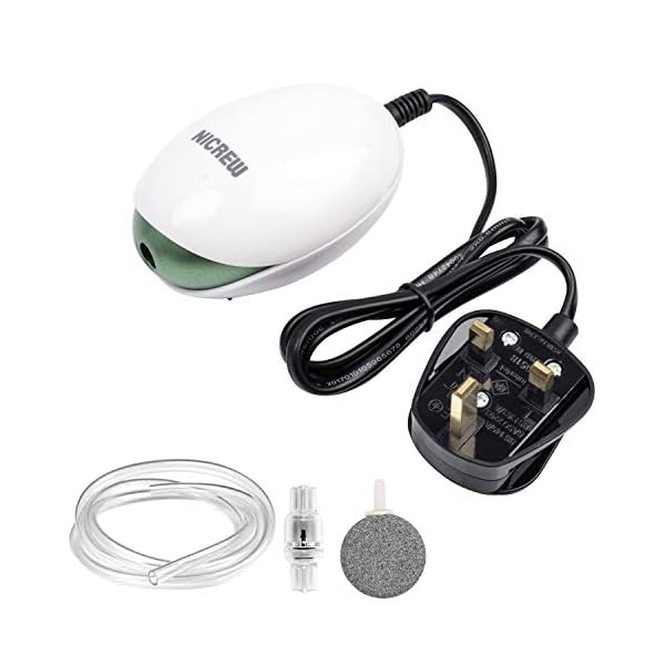 NICREW UFO Mini Aquarium Air Pump, Ultra Silent Air Aerator Pump for Fish Tank, Oxygen Bubbler with Single Outlet…