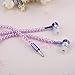 Ranipobo Luxury Bling Diamond Pearl Necklace Chain Earphone Stereo Earphone With Mic For Smart Phone/iphone 3.5mm Plug (Purple)