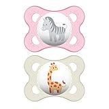 MAM Animal Collection Pacifiers (2 pack, 1 Sterilizing Pacifier Case), MAM Pacifier 0-6 Months, Baby Girl Pacifier Animals Design, Best Pacifier for Breastfed Babies