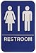 USA Made - Men's and Women's Restroom Signs ADA-Compliant Bathroom Door Signs for Offices, Businesses, and Restaurants, Black, Blue, Grey and Taupe/Tan Colors (Blue Unisex)