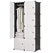 KOUSI Portable Closet Wardrobe Closet Clothes Closet Bedroom Armoire Storage Organizer with Doors, Spacious & Sturdy, Extra Space & Durable Black, 5 Cubes 1 Hanging Clothes