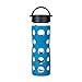 Lifefactory 16-Ounce BPA-Free Glass Water Bottle with Classic Cap and Protective Silicone Sleeve, Teal Lake