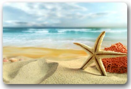 The starfish on the beach Large Doormat Neoprene Backing Non Slip Outdoor Indoor Bathroom Kitchen Decor Rug Mat Welcome Doormat