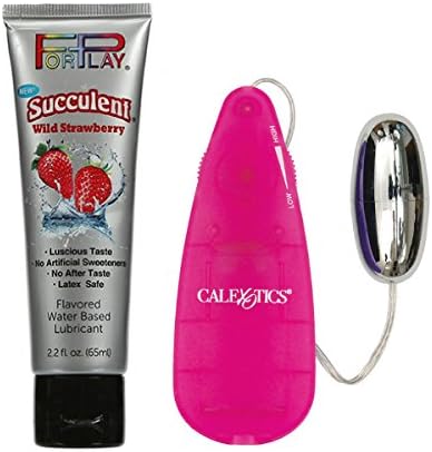 ForPlay Succulent Edible Wild Strawberry Light Warming Flavored Lubricant with Free Teardrop Silver Bullet - Best Sex Personal Lube &amp; Oral Sex Gel for Men, Women &amp; Couples, Sugar Free 2.2 Oz