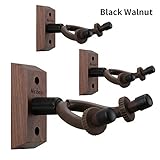 3 Pack Guitar Wall Mount, Neboic Hard Wood Guitar Wall Hanger, Black Walnut Guitar Hook, Guitar Accessories for Acoustic Electric Bass Ukulele Guitar Holder, Stand