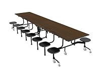 Palmer Hamilton 60T11273012-S16-KMWB Model 60T Mobile Folding Table with 16 Stools, Torsion Lift, Black Frame, 27'' Height, 30'' Width, 144'' Length, Montana Walnut, Black Trim