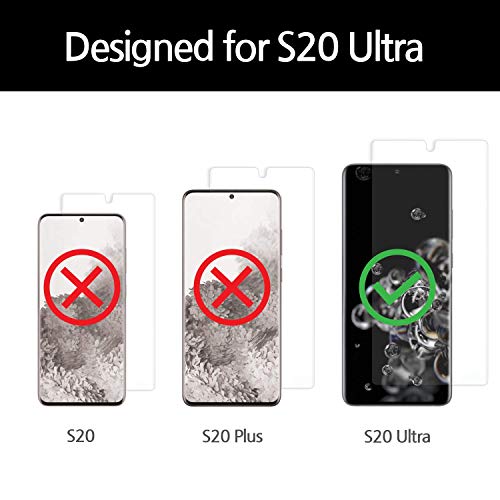 Galaxy S20 Ultra Screen Protector [Dome Glass] Full HD Clear 3D Curved Edge Tempered Glass [Better Solution for Ultrasonic Fingerprint] Installation Tray by Whitestone - Two Pack - Thumbnail 2