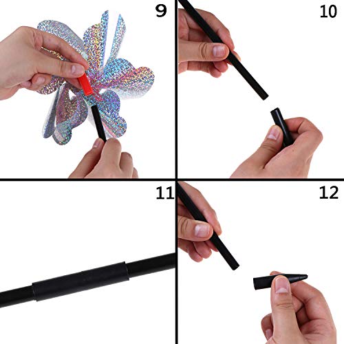 LOCOLO 10 Pieces Bird Repellent Pinwheels Holographic Mylar Pin Wheel Spinners for Farm Garden Field, Keeping Birds Away - Thumbnail 5