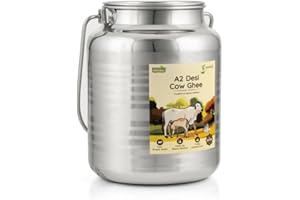 Kasutam A2 Pure Ghee - 5 litre Made By Traditional Vedic Bilona Method Made In Earthen Pot & Hand Churned Free Grazing Grass Fed Cow Ghee Immunity Booster Pure, Natural, And Healthy