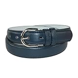 CTM® Womens Leather 1 1/8 Inch Basic Dress Belt, Medium, Navy