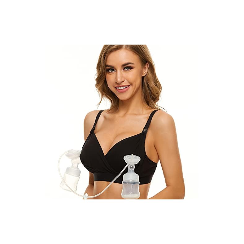 Pumping Bra Hands Free Pumping Bra and Nursing Bra Adjustable Wireless Comfortable Pump Bra Plus Size Fits Breast Pumps