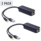 2-Pack Active PoE Power Over ethernet Splitter Adapter 48V to 12V, IEEE 802.3af Compliant 10/100Mbps PoE Splitter with 12V Output for Surveillance Camera, ipolex
