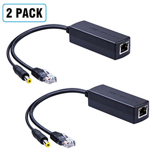 2-Pack Active PoE Power Over ethernet Splitter Adapter 48V to 12V, IEEE 802.3af Compliant 10/100Mbps PoE Splitter with 12V Output for Surveillance Camera, ipolex