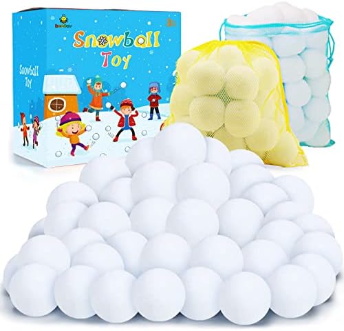 Artificial Snow - beetoy Fake Snowballs 48 Pack Snowballs for Kids Indoor,Soft Snowball Indoor Snowball Fight Set,Christmas Decorations Indoor, Family Games,Snowballs for Kids Indoor Throwing Game