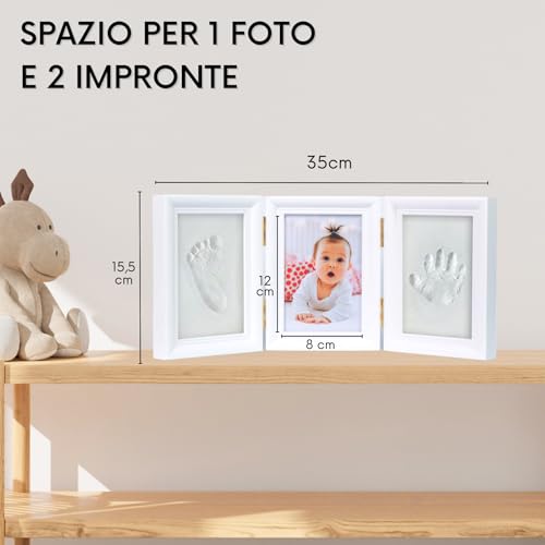 HuBorns Baby Footprints Kit with Clay, Hand and Foot Casting Frame Gift Idea for Birth or Christening Original Keepsake for Boy and Girl (Clay)