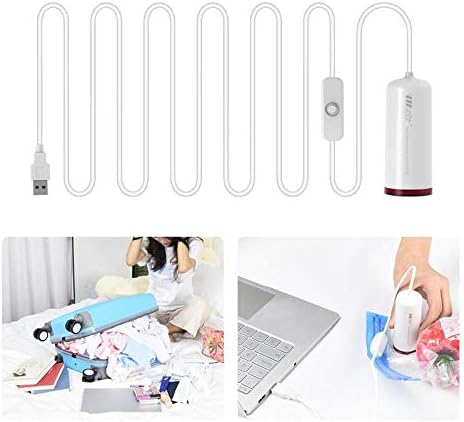 Roebii Mini Vacuum Sealer Pump for Storage Bags, USB Powered Household Electric Food Air Pump with Storage Bags BPA Free Multi-Functional Automatic Vacuum Sealer Pump for Travel