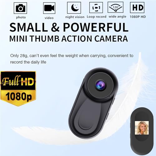 OBEST Cámara Deportiva Mini, Cámara de Acción, Visión Nocturna 1080P Wearable Action Body CAM, Kit de Cámara para Collar de Mascotas, Camara Corporal para filmar con Pantalla para Bicicleta, Viajes