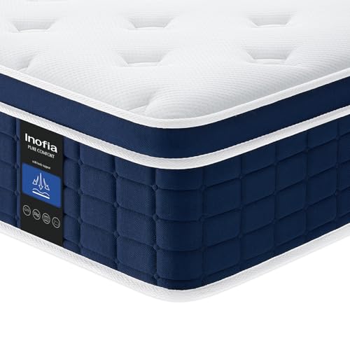 Inofia Ace Hybrid Mattress 120 x 200 cm H3 Firm Mattress with Breathable Memory Foam and Independent Bagged Springs, 7 Ergonomic Zones, Extra Comfort for Adults and Children
