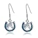 Sterling Silver Created Blue Opal Horseshoe Horse Dangle Earrings