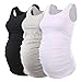 Ecavus 3PCS Womens Layering Maternity Tank Top Pregnancy Shirt Scoop Neck Sleeveless Ruched Vest (M, Black/White/Grey)