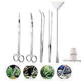 Signstek 5 in 1 Stainless Steel Aquarium Tank Aquatic Plant Tweezers Scissor spatula Tool Set Aquariums & Fish Starter Kits