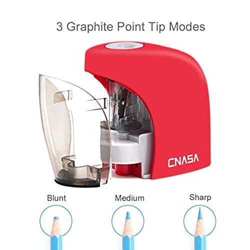Pencil Sharpener,Electric Pencil Sharpener for NO.2 Pencils and Colored Pencils,Portable Automatic Electric Sharpener Feature for Home/School/Classroom/Office,USB or 2AA Batteries RED - Thumbnail 2