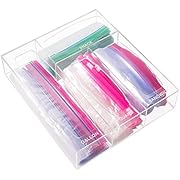 AQUIVER Acrylic Ziplock Bags Organizer - Baggie Bags Drawer Organizer &amp; Plastic Food Storage Bags Holder - Compatible with Gallon, Quart, Sandwich, Snap, Freezer, Slider Bags (Clear)