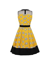 Wellwits - Vestido vintage para mujer, diseño de rayas con lunares