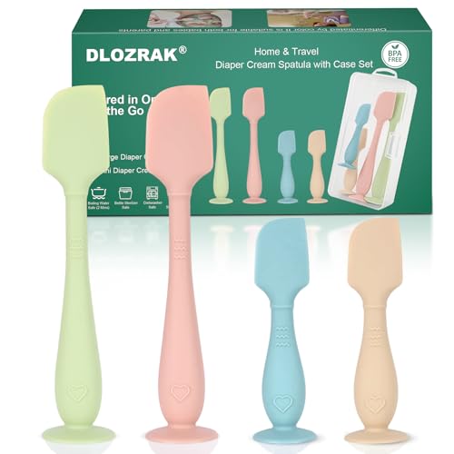 4-Pack Diaper Cream Spatula with Travel Case, Soft Baby Butt Spatula – Silicone Butt Paste Spatula, Convenient Diaper Spatula, Ideal Baby Shower Gift