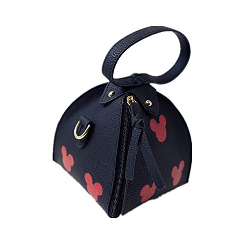 FTSUCQ Womens Mini Triangle Handbags Casual Purse Bag Hobos Satchels Black and Red